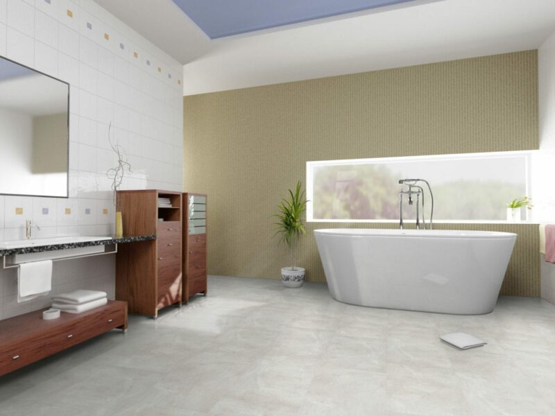 GreenLine Silent XL Stone Flieseoptik Travertin weiß mit Trittschalldämmung Vinylboden - Image 2