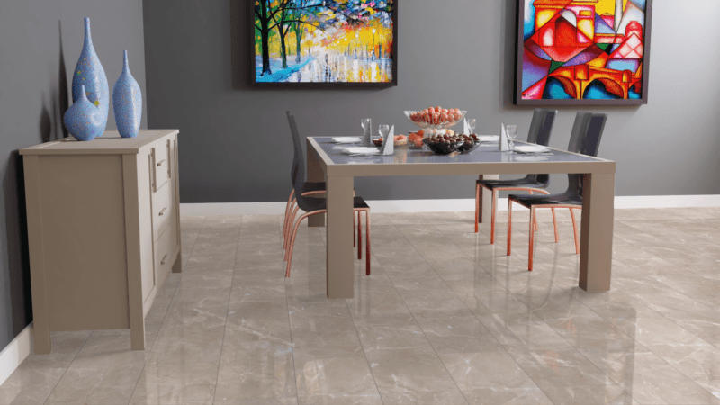 Kronotex Falquon Stone 2.0 Fliesenoptik Glamour Hochglanz Botticino Classico Light Laminat - Image 2
