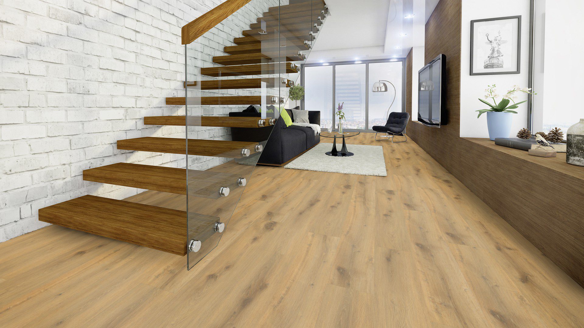 EcoPur Eiche Twister SPC mit integrierte Trittschalldämmung Vinylboden Click – Bild 3