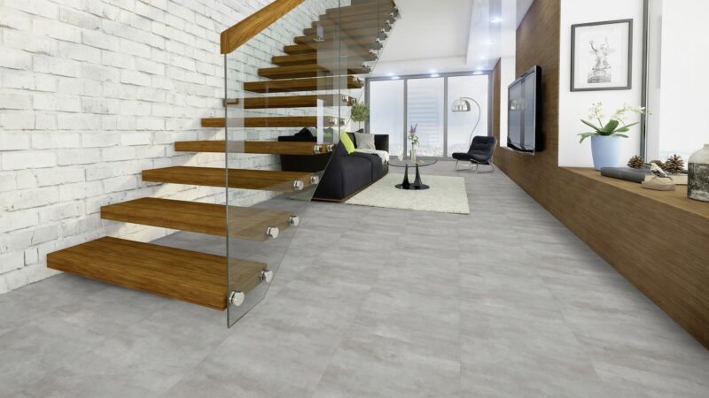 GreenLine Silent XL Stone Fliesenoptik Sichtestrich hell mit Trittschalldämmung Vinylboden - Image 3