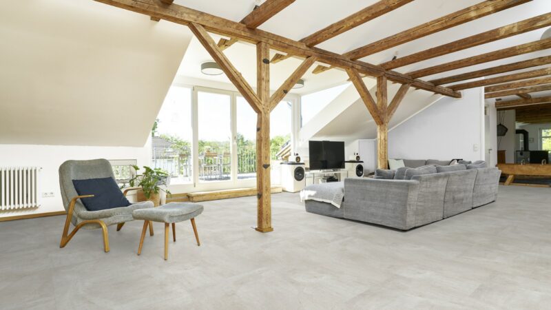 GreenLine Silent XL Stone Flieseoptik Travertin weiß mit Trittschalldämmung Vinylboden - Image 7