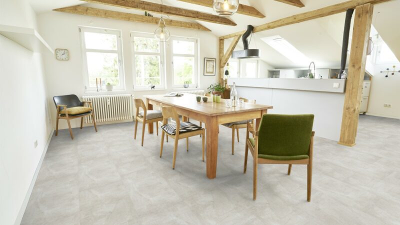 GreenLine Silent XL Stone Flieseoptik Travertin weiß mit Trittschalldämmung Vinylboden - Image 6