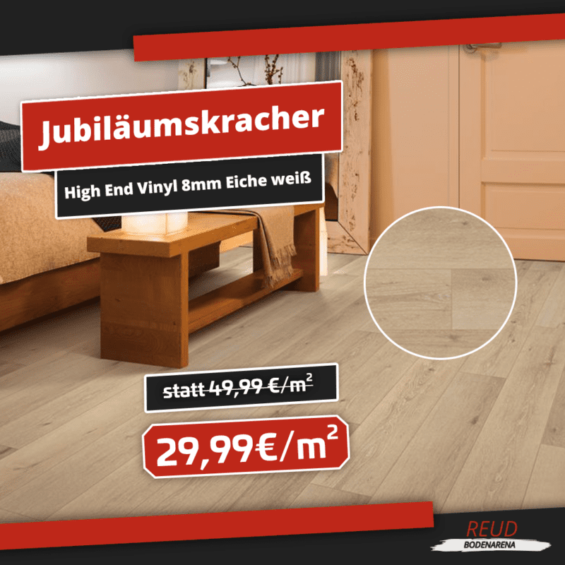 COREtec High End Vinyl 8mm Eiche weiß mit Kork Trittschalldämmung Vinylboden Klick