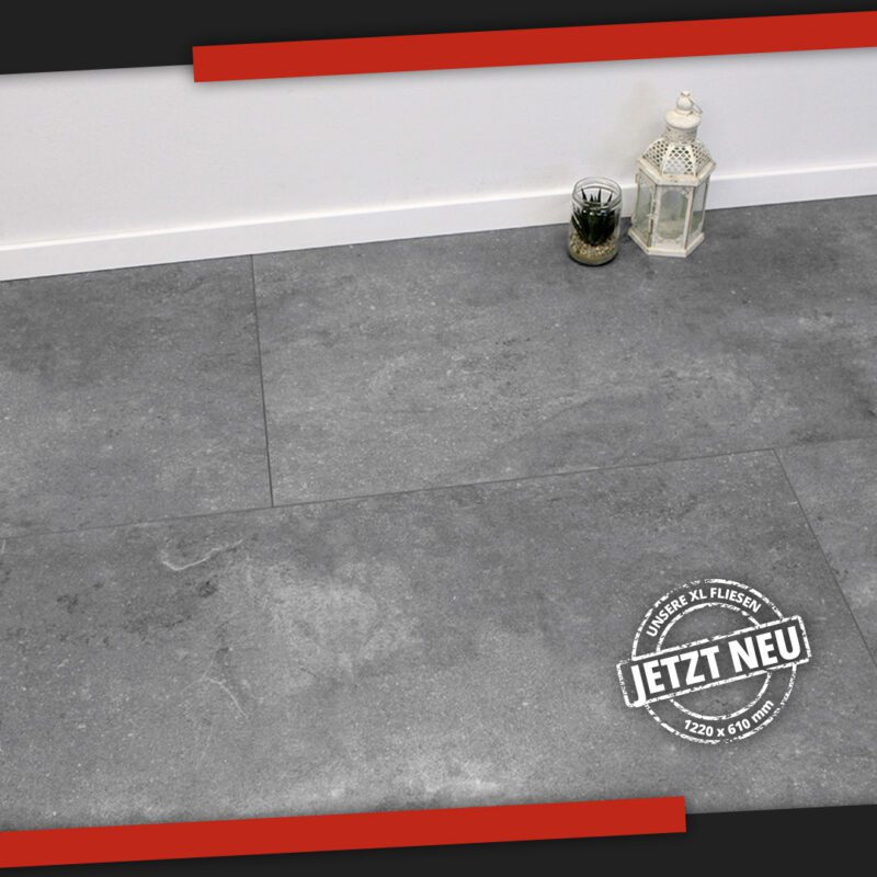 Decoflooring Fliese XXL Grey Concrete mit Trittschalldämmung Vinylboden Klick